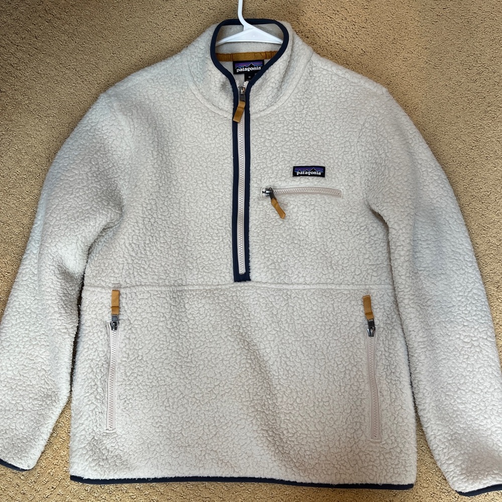 Women's Retro Pile Fleece Marsupial Pullover Cream